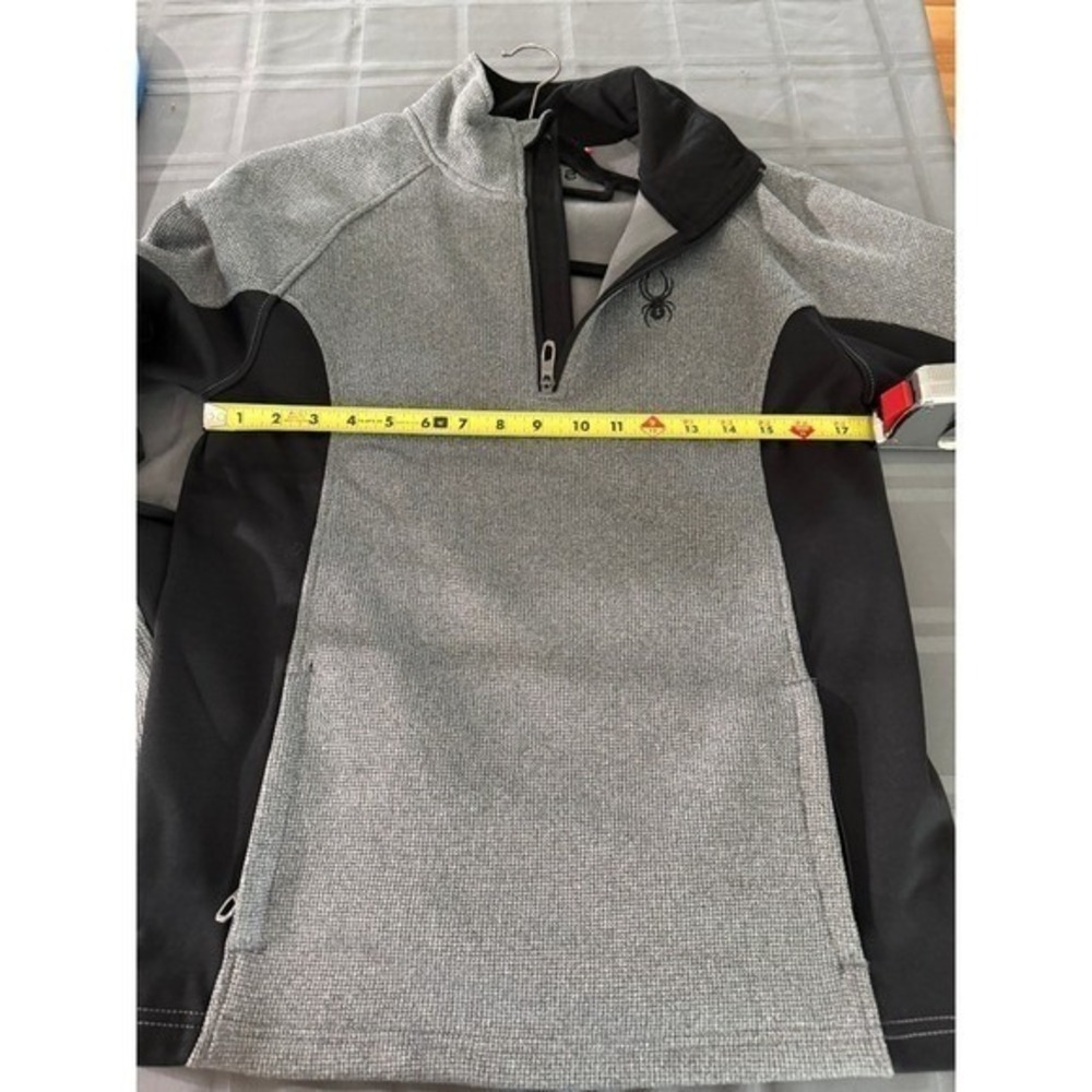 Spyder Men's Size Small Gray Black 1/4 Zip Waffle Knit Fleece Pullover Jacket - Picture 5 of 8